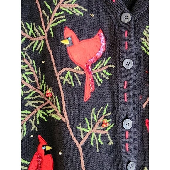 Cardinals Vest Black Plus 26/28W White Stag Sweater Vest Black and Red Birds - Picture 12 of 15